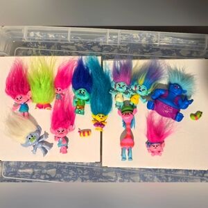 Pink and Green Whimsical Troll Dolls Set